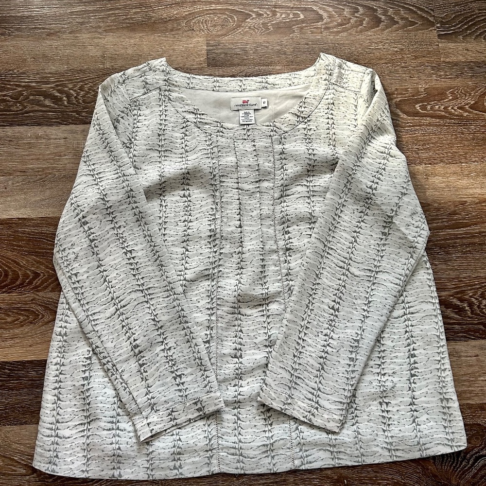 Vineyard Vines Fern Print Ladder Lace Blouse top Size 12